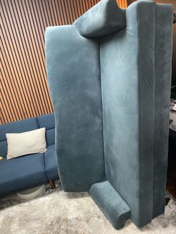 Blue velvet couch
