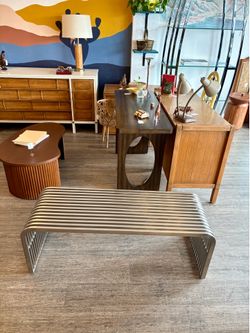 NEW Chrome Slatted Bench / Entryway / Coffee Table