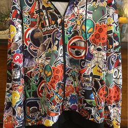 Jackettown Space Stickers Zip Up Hoodie XL