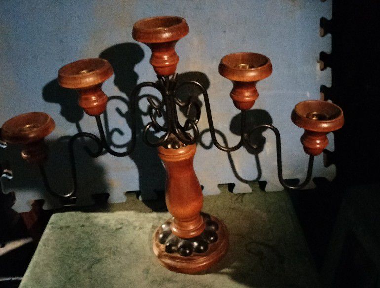 Antique Wooden Candelabra 