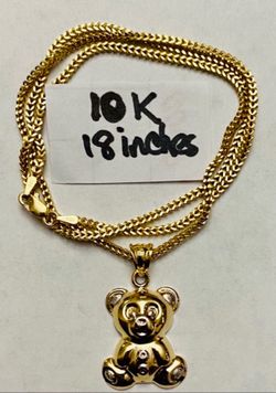 10K Yellow Gold Chain and Pendant For Wedding 18 Inches Long