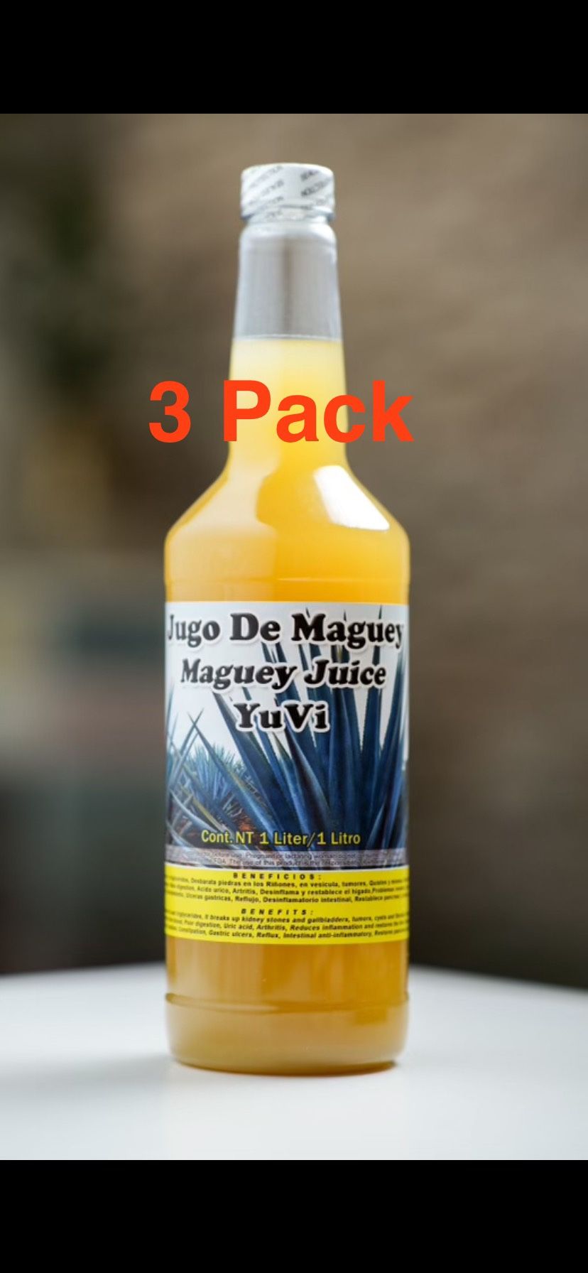 3 Pack, 3 Bottles Of Jugo De Maguey Yuvi