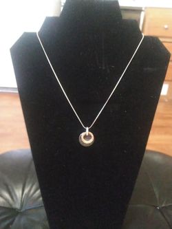 Two Hoop Charm Rhinestones Necklace