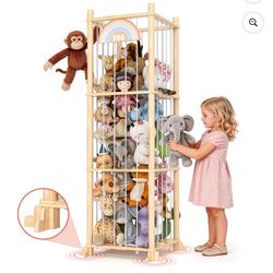 Wooden Stuffed Animal Storage,Large Stuffed Animal Holder,Natural PineWood Toy Storage,Plushies Storage for Kidroom,Playroom,Bedrooms & Toddler Room