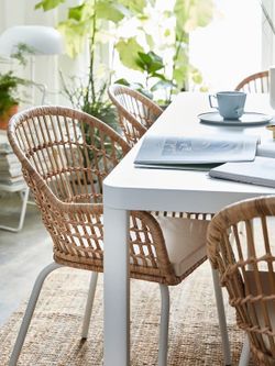 Rattan Wicker Accent Chairs with Cushions – Set of 2