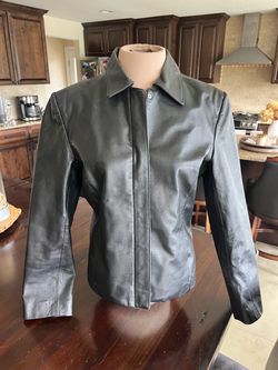 Ladies Leather Zip-Up Jacket