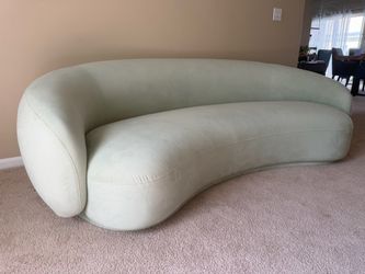Curved Kidney-Shaped Sofa Light Green