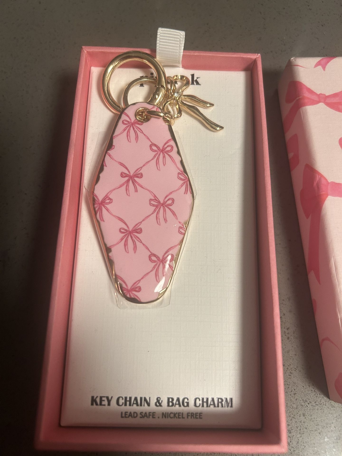 New Pink Bow Bag Charm/key Chain
