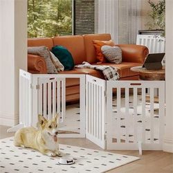 Choo Choo Wooden Pet Gates 4 panels each approx 20” wide and 30” tall  w/ Support Feet for Dog Cat Doorways Extra Wide, Foldable Dog Fence Puppy Gate 