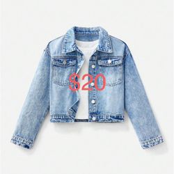 Girl's Denim Jacket Button Down Long Sleeve Jean Outerwear Coat Streetwear