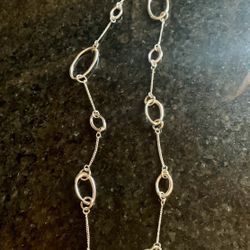 Daisy Fuentes Long  Silver Tone Necklace 
