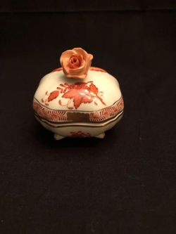 Trinket Box Herend Porcelain Chinese Bouquet Apponyi Multicolor Square Shaped Bonbonniere
