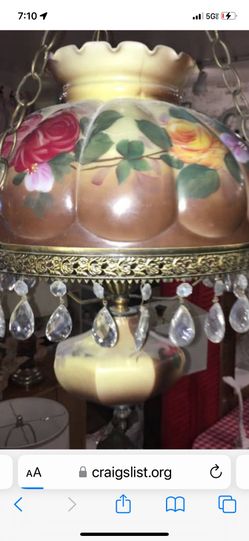 Antique rose floral flower chandelier hurricane lamp