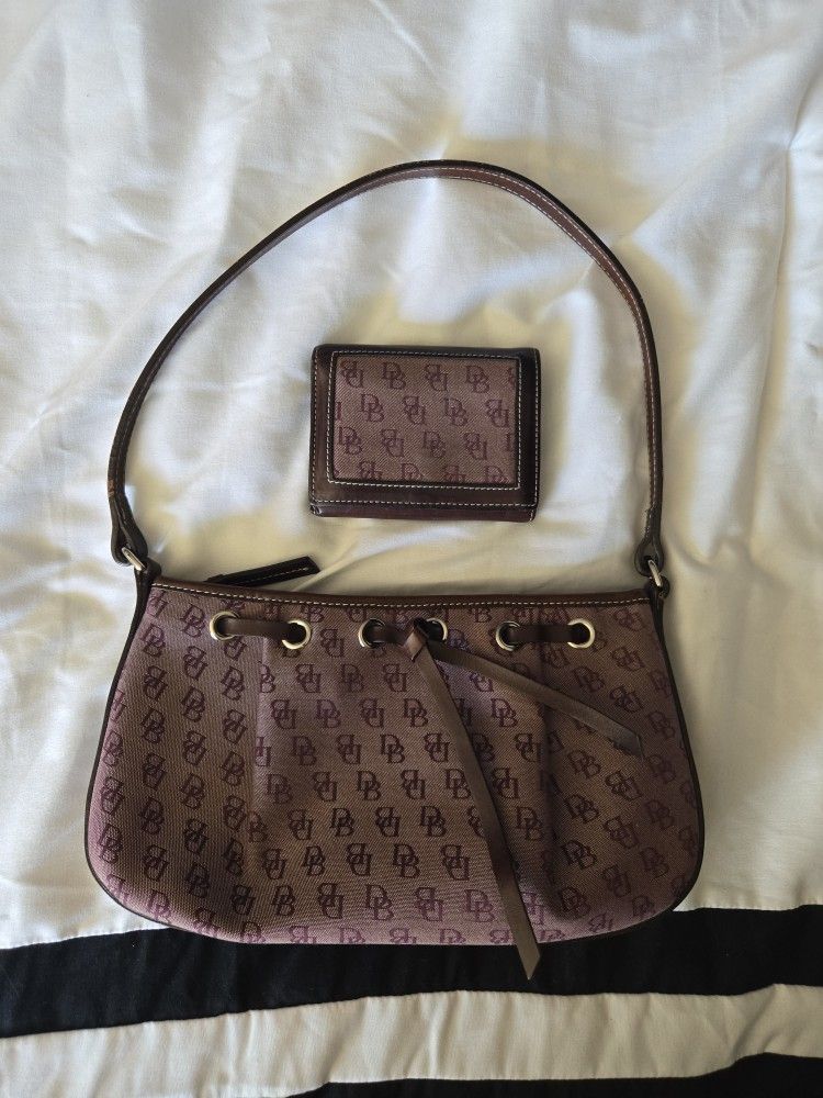 Dooney And Burke Purple Classic Purse And Matching Wallet