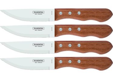 TRAMONTINA Jumbo Porterhouse Steak Knife Set of 4 Stainless Brazil 5" Serrated