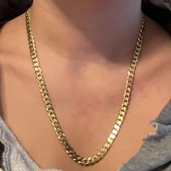 14k Gold Over Silver Solid Curb Chain Necklace 