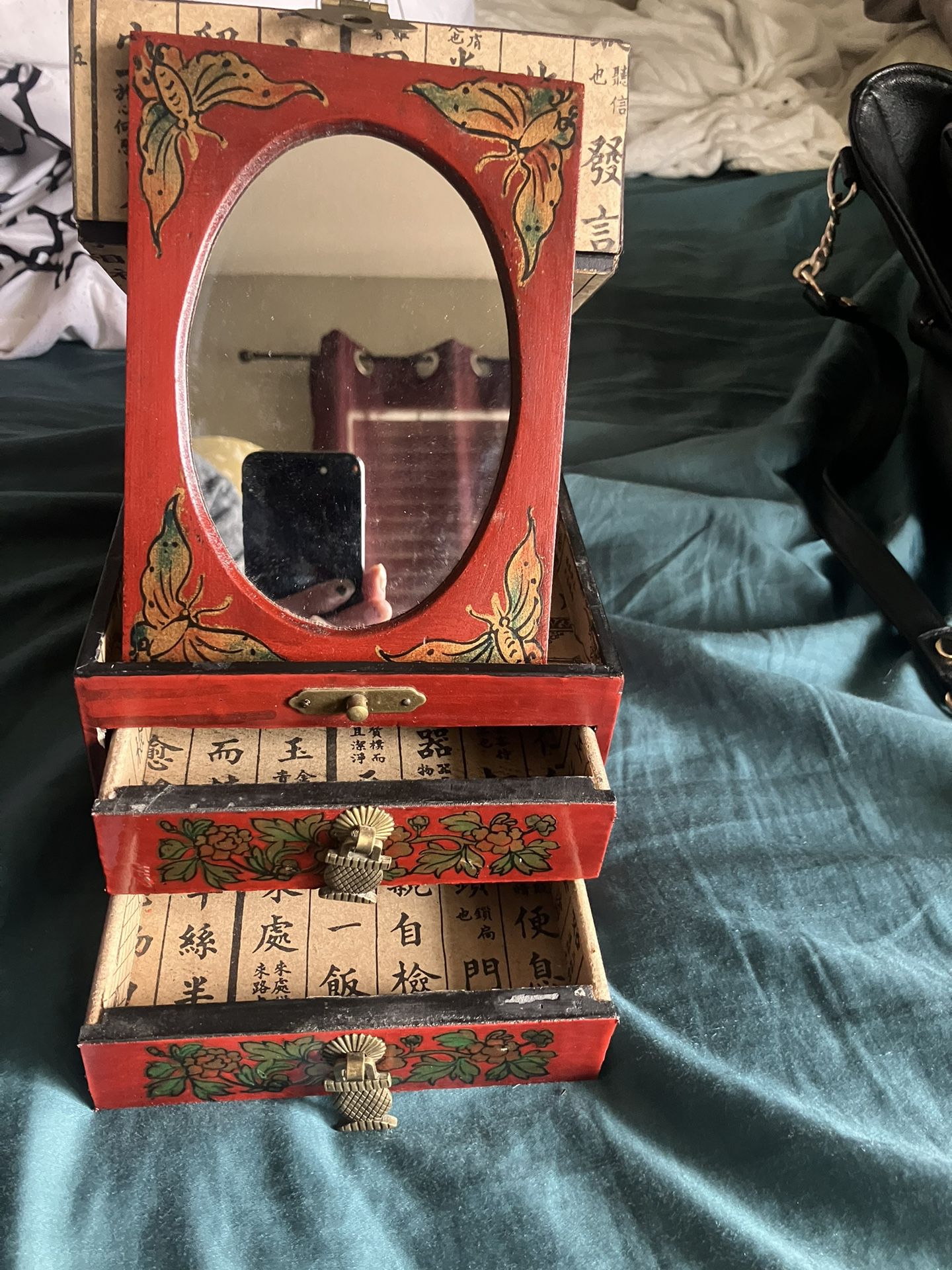 Chinese Mirror And Keepsake Box
