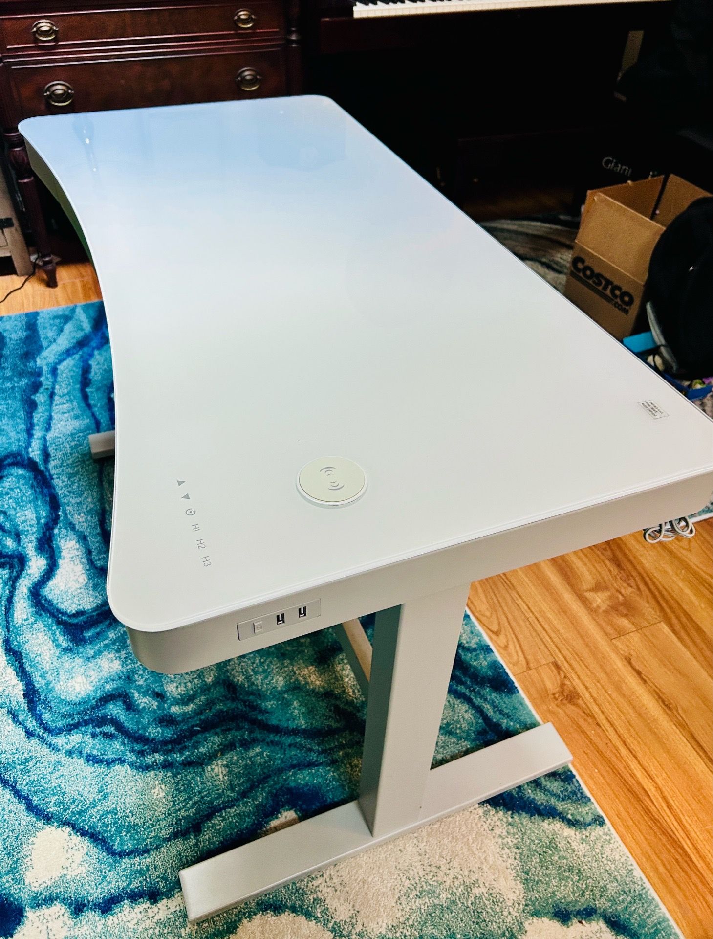 Tempered Glass Top Adjustable Height Standing Desk