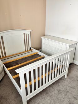 Full Size Bed Frame + Matching 7-Drawer Dresser