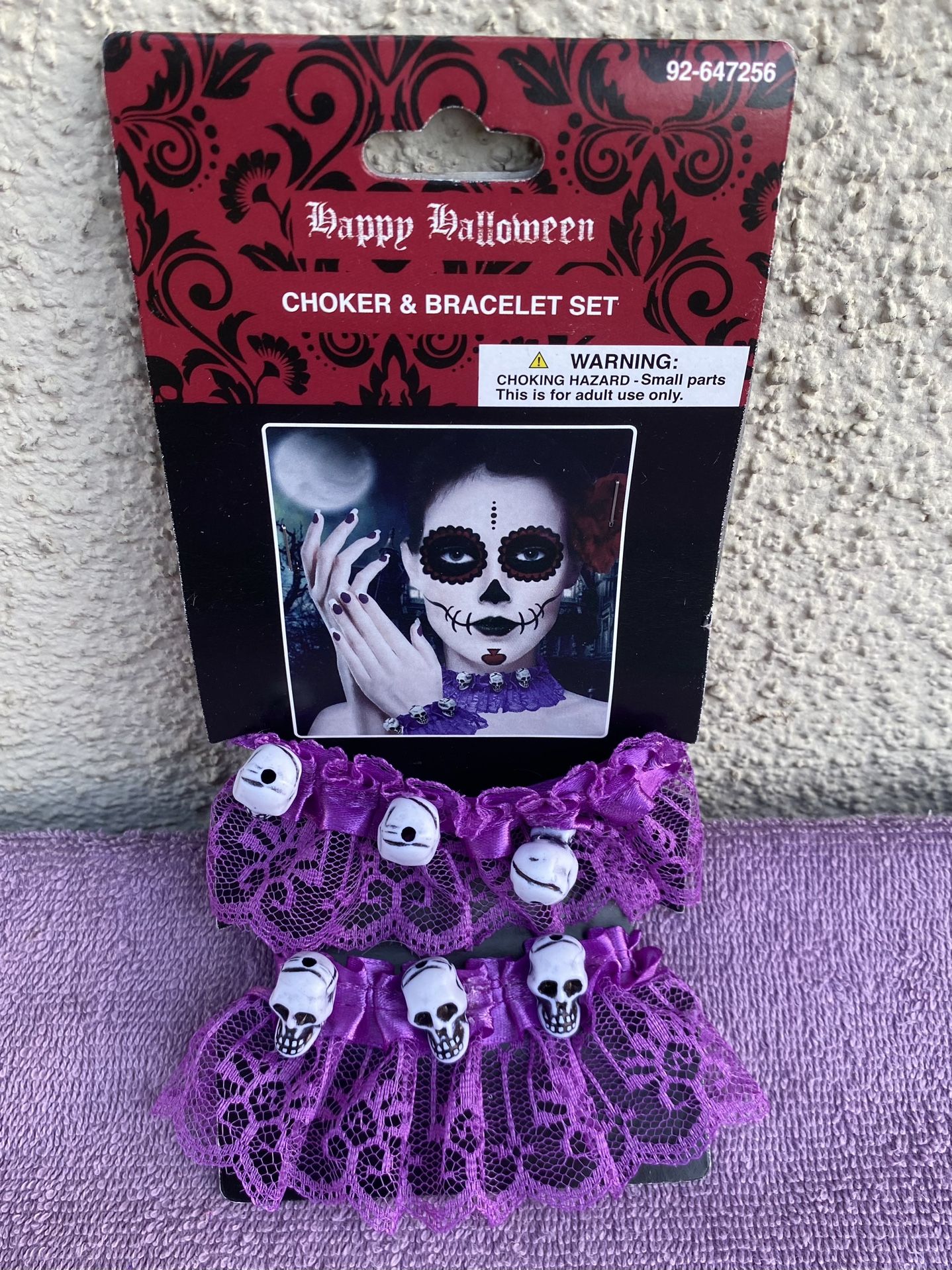 Halloween Choker And Bracelet Skull Set