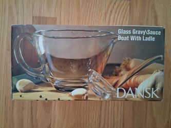 Vintage Dansk Glass Gravy Boat with Ladle