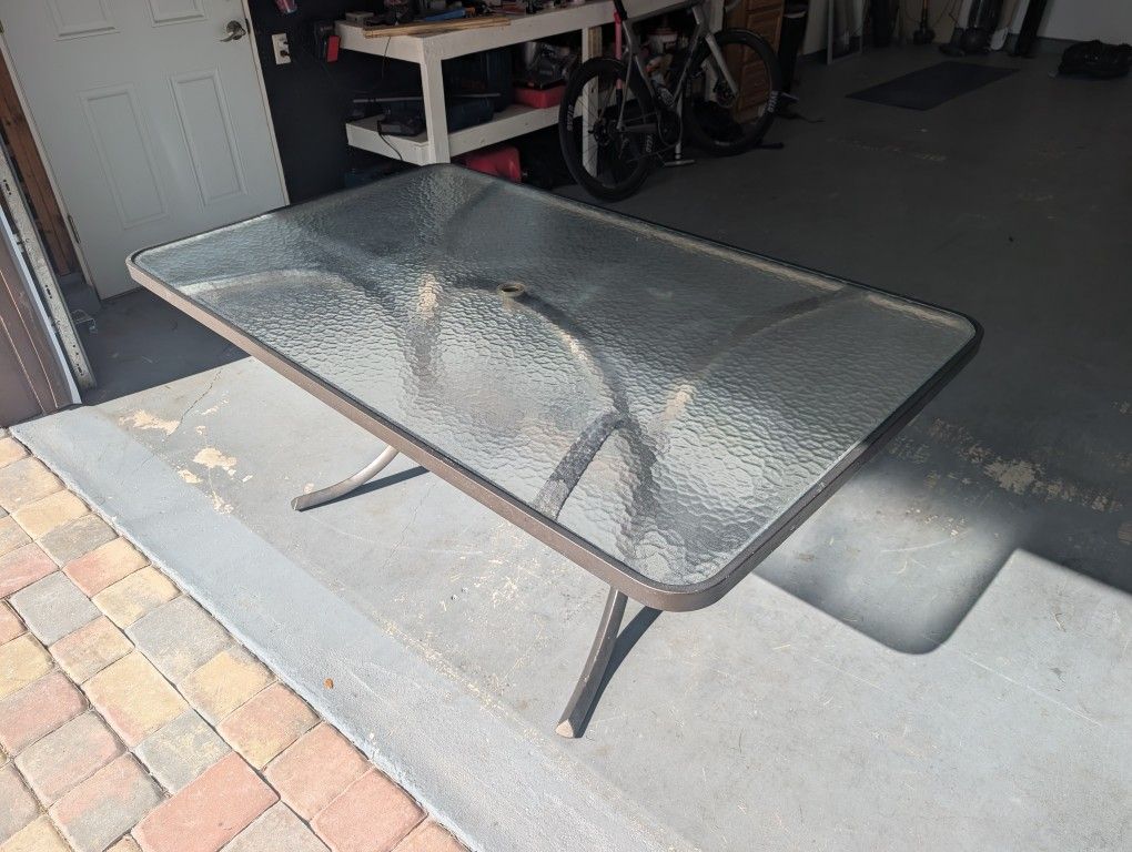 Tropitone Patio Table Glass And Hammered Bronze