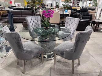 5pc Dining Set ✨ Mirrored Base