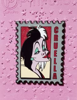 Disney Cruella Stamp 101 Dalmations Fantasy Pin LE 35 Glitter