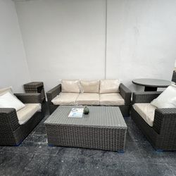 Patio Furniture Conversational Set With Sunbrella Cushion 