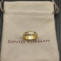 David Yurman gold gemstone Renaissance band ring with white diamonds