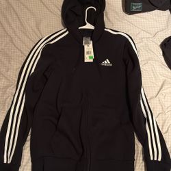 Men's adidas Sportswear Essentials Fleece 3-Stripes Full-Zip Hoodie Adult Medium **Bought For $60**