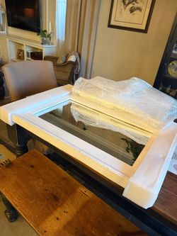 White Wood Framed Wall Mirror
