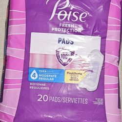 Poise Pads Regular Length Moderate ~ 20 Count ~ Lot of 6