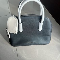 Calvin Klein Black and Gray Satchel with Structured Design