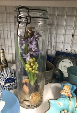 Jar with purple flower
