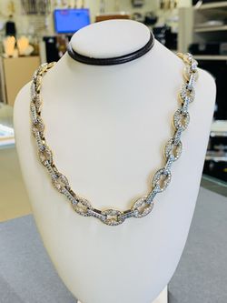 Unisex 8 Carat Natural Diamond Anchor Link Necklace