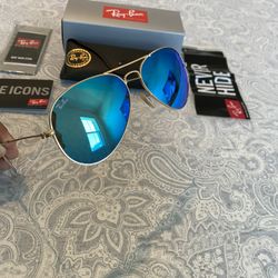 New Rayban Aviator Blue Mirrored Sunglasses