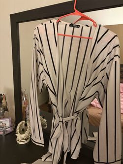 SHEIN Striped Tie-Waist Blouse 3XL
