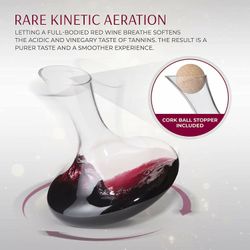 Hand Blown Glass Wine Decanter - Decanters for Red Wine | Non-Drip, Aerating Carafe and Cork Stopper, NEW in gift box