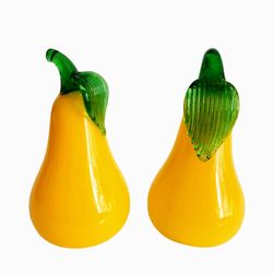 Hand Blown Yellow Art Glass Pears