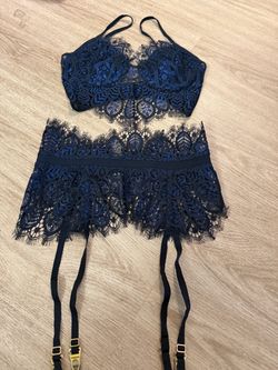 Brand New For Love & Lemons Lace Bralette & Garter Set XS/M