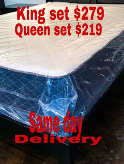 NEW QUEEN, SIZE MATTRESS, AND BOXSPRING, INCLUDING FREE DELIVERY PAY UPON ARRIVAL