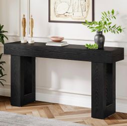 63-Inch Long Console Table, Farmhouse Wooden Sofa Table Behind The Couch, Narrow Entryway Table for Entrance, Hallway, Living Room (Black)