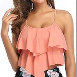 New! Peach Ruffle Tankini 