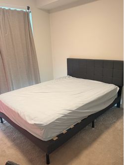 Queen Size Bed Frame with Headboard & Mattress Set -Moving Sale