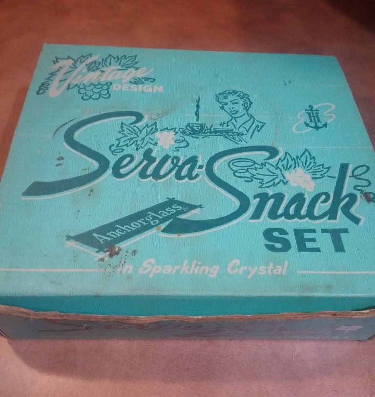 Vintage Anchor Hocking Serv A Snack Set, Crystal