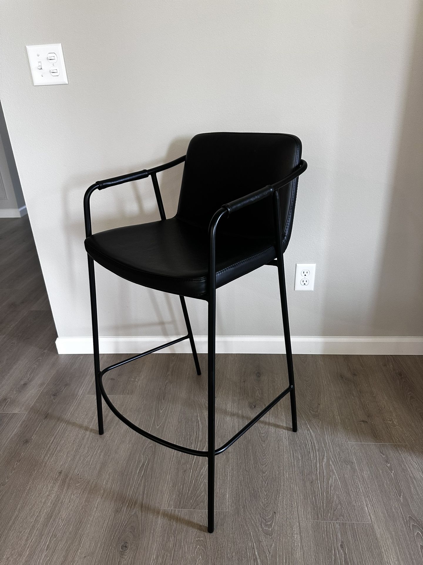 Room & Board Black Leather Counter Stools