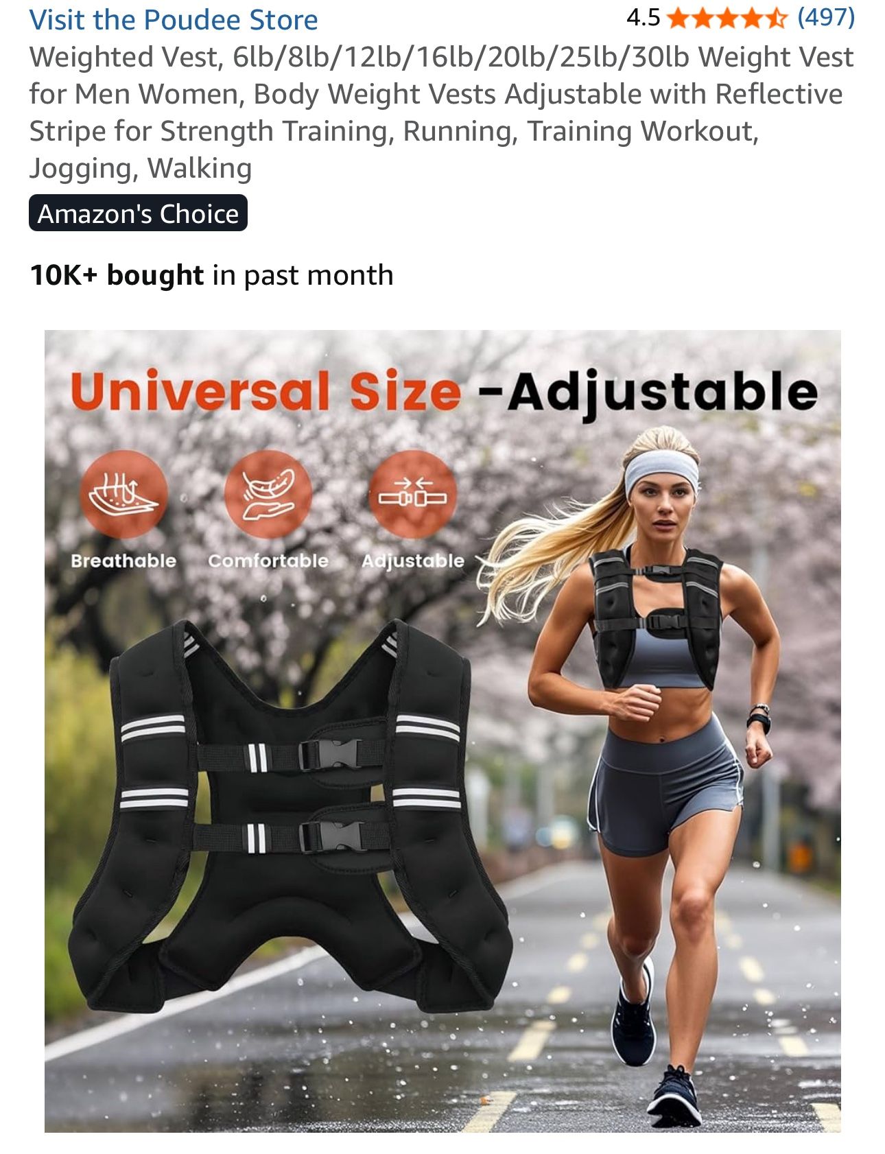 Weighted Vest, 6lb/8lb/12lb/16lb/20lb/25lb/30lb Weight Vest for Men Women, Body Weight Vests Adjustable with Reflective Stripe for Strength Training,