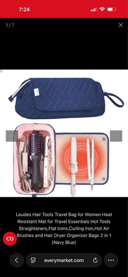 Leudes Hair Tools Travel Bag for Women Heat Resistant Mat for Travel Essentials Hot Tools Straighteners,Flat Irons,Curling Iron,Hot Air Brushes and Ha