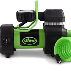 Slime 120V Wall Mounted Tire Inflator – 100 PSI Air Compressor w/ Gauge & LED Light